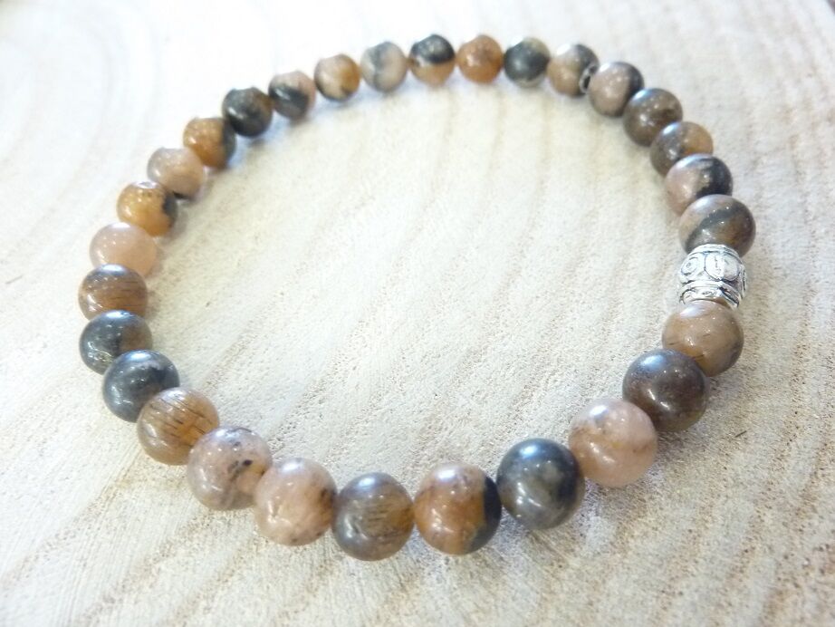 Bracelet Chiastolite - Perles rondes 6 mm
