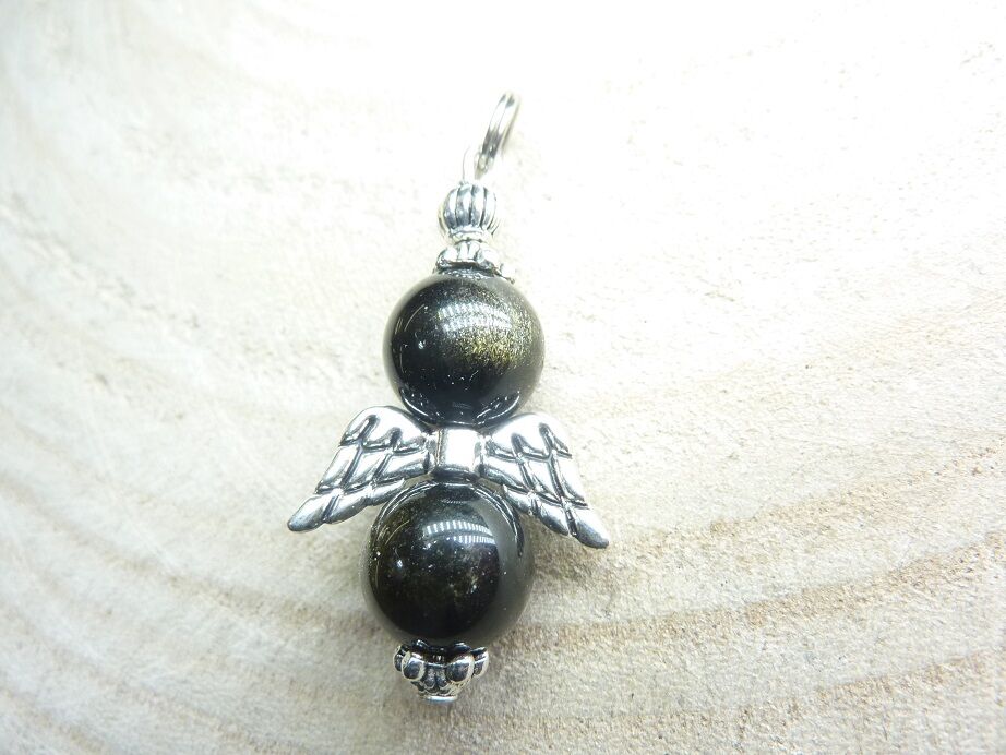 Pendentif Obsidienne dorée Perles 10 mm