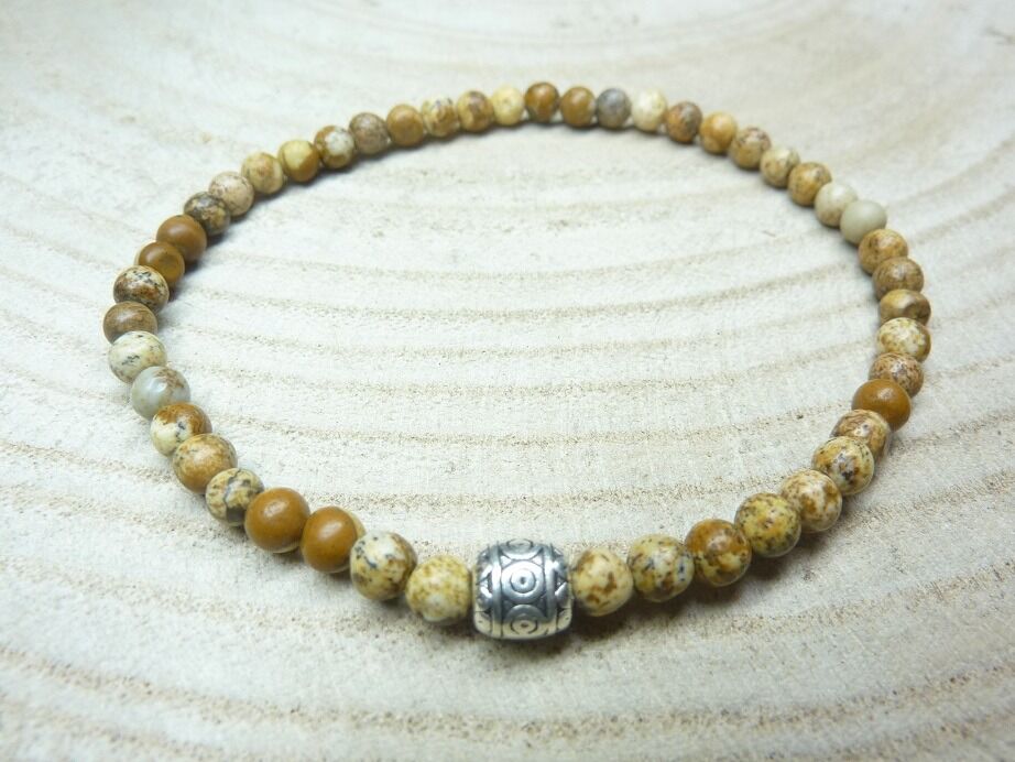 Bracelet Jaspe paysage - Perles rondes 4 mm