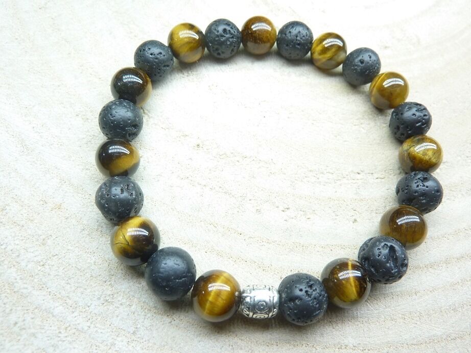 Bracelet Oeil de tigre-Pierre de lave
