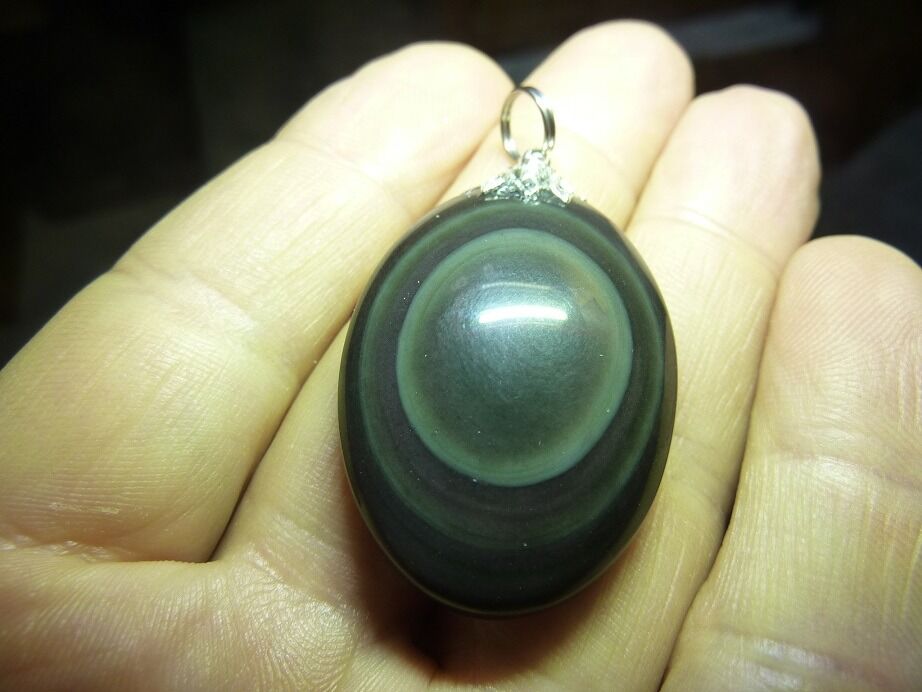 Pendentif Obsidienne oeil celeste ref 1004
