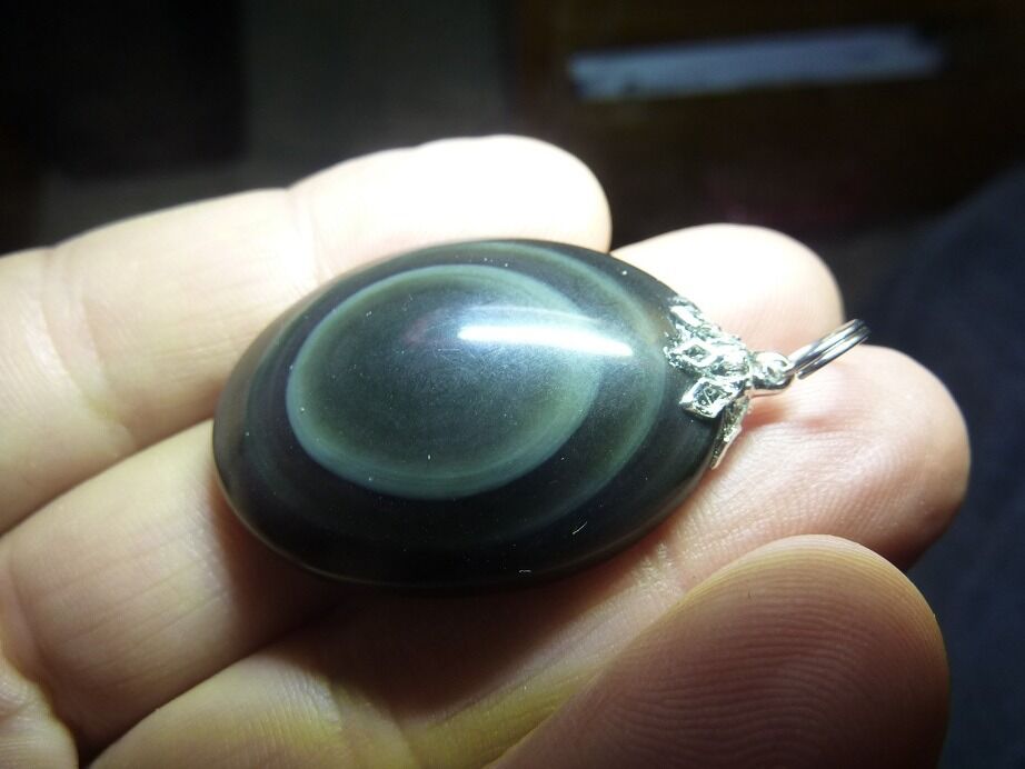 Pendentif Obsidienne oeil celeste ref 1004