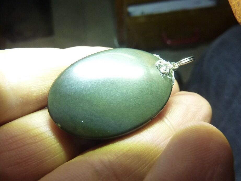 Pendentif Obsidienne oeil celeste ref 1004