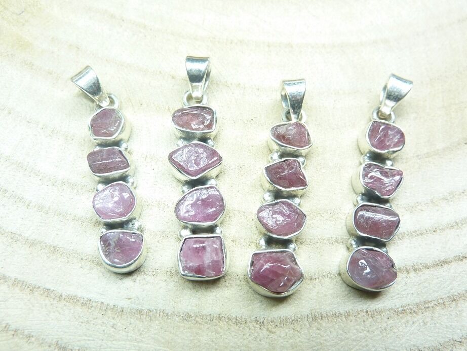 Pendentif tourmaline rose rubelite argent 925 ref 1712