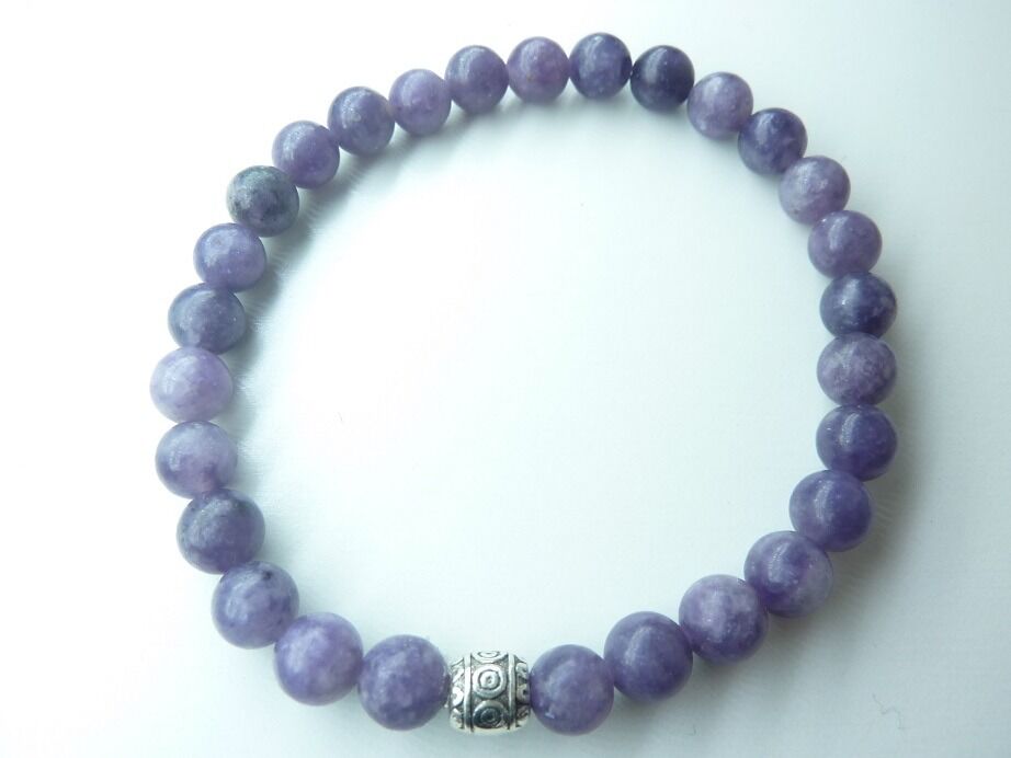 Bracelet Lépidolite perles rondes 6 mm