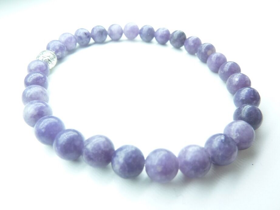 Bracelet Lépidolite perles rondes 6 mm
