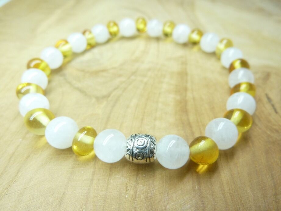 Bracelet Pierre de lune - Ambre miel de la baltique