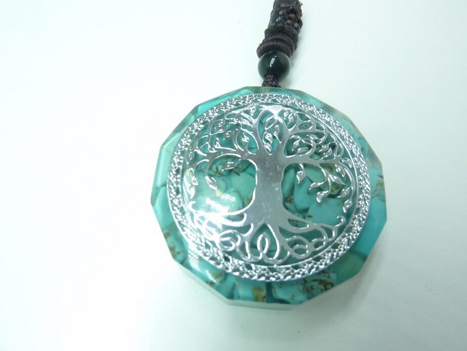 Pendentif Orgonite pierre Turquoise-Arbre de vie