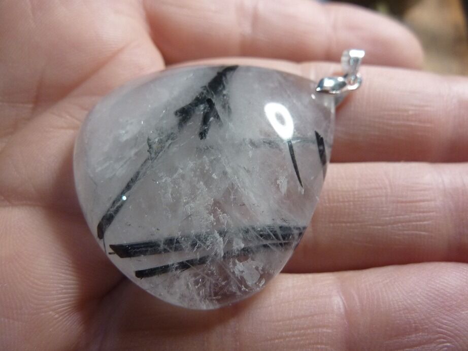 Pendentif quartz tourmaliné argent 925 GG 1501