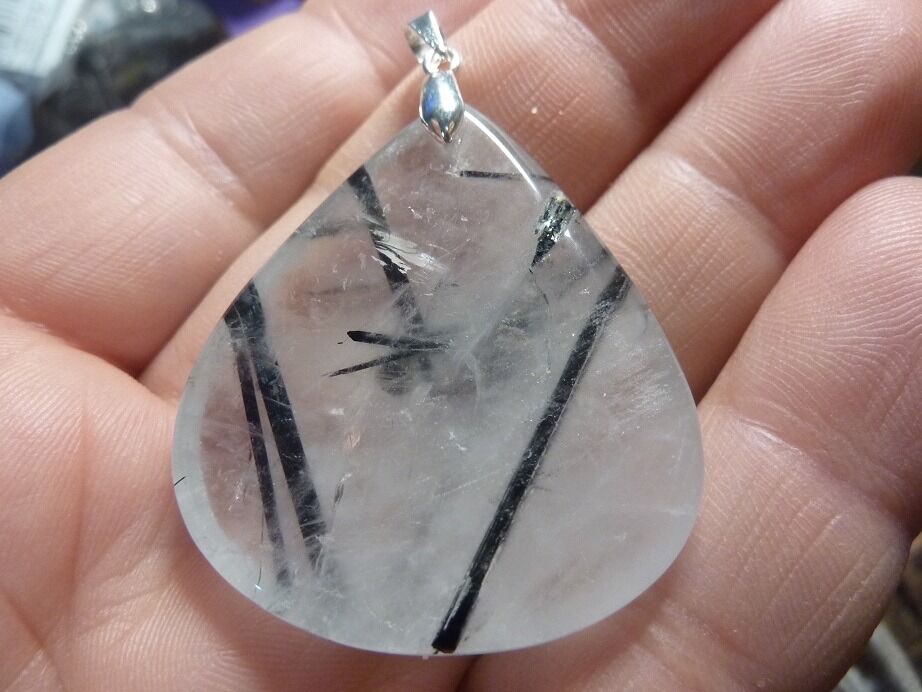 Pendentif quartz tourmaliné argent 925 GG 1501