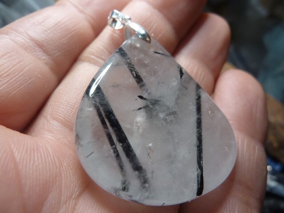Pendentif quartz tourmaliné argent 925 GG 1501