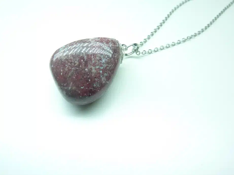 Collier pendentif Thulite GG 01 + chaine acier inoxydable 45 cm
